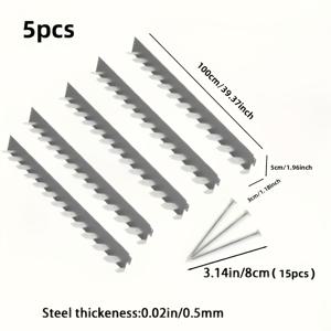 TEMU 설치가 쉬운 5미터 정원 경계 키트, 스테인리스 스틸 잔디와 돌 분리 스트립, 무료 커넥터 및 미터당 3개의 못 포함, 타일링 불필요, 내구성 및 유지보수 없는 조경 침대 및 식물 구역 경계 - 정원의 아름다움을 손쉽게 높여보세요