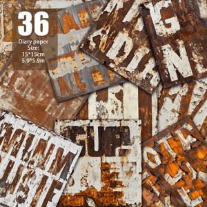 TEMU 빈티지 녹슨 철제 레터 보드 스크랩북 종이, 핸드메이드 종이, 배경 장식에 적합한 재료 종이, 쓰레기 일기장, 복고풍 일기장 배경 카드 매트, 핸드메이드 인사말 카드 제작 및 기타 장면용 사양: 5.9*5.9인치 36매