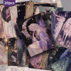 TEMU 레트로 요정 유니콘 엽서 20매 세트 - 4X6인치, 인어 테마 저널 용지, 클래식 핀업 아트 특징, 스크랩북 및 공예용 수집용 장식 카드