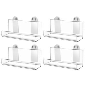 TEMU 벽걸이형 디스플레이 랙 (비닐 레코드, CD 케이스, 선반용), 접착식 투명 아크릴 음악 앨범 보관 랙, 드릴 불필요 플로팅 보관 랙, CD, 비닐 레코드, 잡지, 책, 사진 앨범 정리 및 디스플레이에 적합