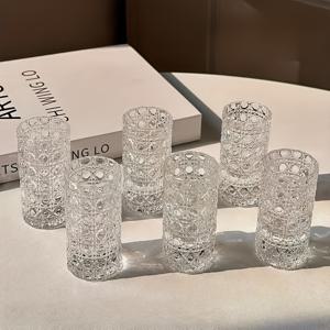 TEMU 6/8 조각 패턴 유리컵, 고품질 투명 컵, 재사용 가능한 다기능 유리컵, 우아한 디자인, 음료용, 정장 테이블웨어, 결혼식, 명절 행사에 적합, 최고의 선택