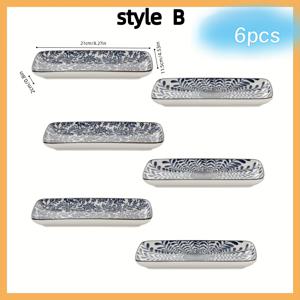 TEMU 일본식 블루 세라믹 직사각형 접시 6개 세트 - 8.27인치 긴 스시 트레이 & 서빙 접시, 식기세척기 & 오븐 사용 가능, 일본 테마 파티, 스시, 에피타이저, 디저트용|식기세척기|식기세척기