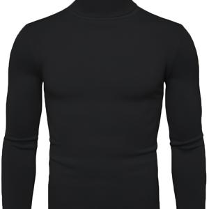 TEMU 남성 가을 겨울 니트 스웨터 하이넥 슬림핏 풀오버 솔리드 컬러