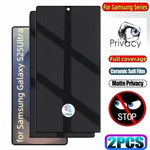 TEMU 삼성 갤럭시 S25 울트라, S25 플러스, S25 엣지, S25, S24, S23, S22, S21, S20, S10 / 울트라 / 플러스 / FE / 노트 20, 노트 10, 노트 9, 노트 8에 적합한 풀 커버리지 매트 세라믹 프라이버시 스크린 보호 필름 2개입, 지문 방지 기능 제공