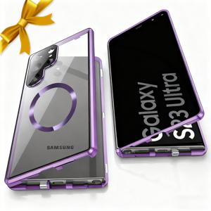 TEMU 휴대폰 케이스 - 삼성 S25Ultra 24 23 22 21 20 25FE 25 Edge 25Plus용 자석 방범 케이스 - 자석 킹 백 자석 링 무선 충전 호환, 내장형 프라이버시 강화 유리, 알루미늄 프레임, 렌즈 커버, 잠금 디자인|폰케이스|케이스