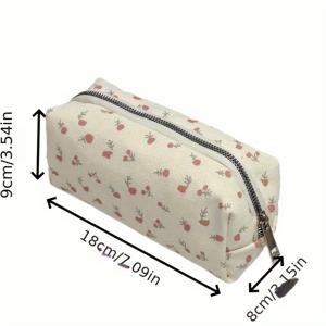 TEMU 플로럴 캔버스 필통 – 귀엽고 사랑스러운 여성용 데일리 오피스 정리함, 부드럽고 통기성 좋은 원단, 스타일, 책상 정리 및 학용품에 적합