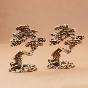 TEMU 2개/4개 세트 해양 브라스 소나무 조각상 - 수제 해양 장식, 데스크탑/야외/테이블탑용, 해양 테마 수집품 (전기 불필요)