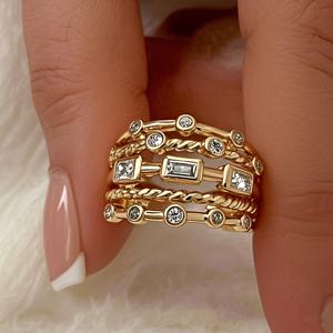 TEMU 1pc - 패션 링 유럽 및 미국 스타일, 다층 직조 구리 기하학 링, 일상 착용, 휴일 행사, 및 이상적인 휴일 선물에 적합합니다.