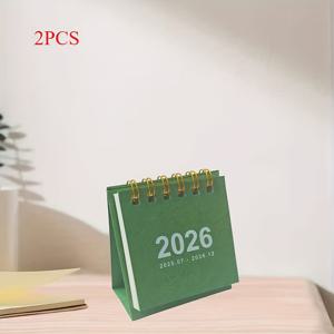TEMU 2개 세트 미니 데스크탑 캘린더 플래너 2025-2026 - 18개월 플립 캘린더 코일 바인딩, 2025년 12월부터 2026년 12월까지, 휴대용 월간/주간 플래너, 홈 & 오피스 정리에 적합한 귀여운 일일 계획 캘린더|2025년달력