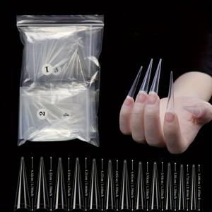 TEMU 504개 투명 아크릴 뾰족한 스틸레토 네일 팁 - 긴, 광택 마감, 투명, DIY 살롱 매니큐어 & 페디큐어에 이상적, 네일 아트 용품|슬림한 네일 디자인|내구성 있는 네일 팁, 네일 아트 용품, 네일 커브티팁, 네일 팁 보관 케이스, 긴 네일 팁, 스틸레토 네일 팁, 네일 프레스온, 인조 네일, 네일, 여성용 네일 커브티팁, 네일
