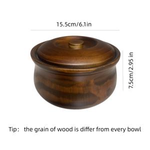TEMU 1개 통나무 통합 뚜껑 가정용 차마 백설탕 우유 잔여물 내몽골 볶음밥 버터 보관 나무 그릇 도매