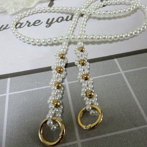 TEMU 1개 진주 가방 체인 한국 스타일 및 한국 신상 핸드메이드 직조 꽃 체인 가방 추가 교체 스트랩 긴 스트랩 크로스바디 가방 스트랩, 지갑 제작, DIY 지갑 제작