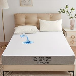 TEMU 1개 화이트 방수 얇은 매트리스 커버 - 헤비듀티 타월 원단 침대 시트, 관리가 쉬운 침대, 가정, 호텔, 기숙사 사용에 적합 - 싱글/더블/트윈/풀 사이즈 침대에 맞음