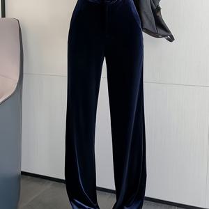 TEMU 두꺼운 기모 안감 벨벳 레그 와이드 레그 캐주얼 롱 팬츠