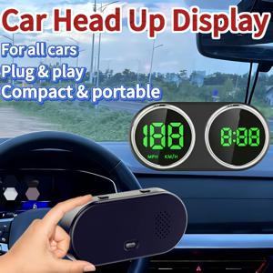 TEMU LED 스크린, 독특한 디자인, 사용자 친화적인 작동 방식, 플러그 앤 플레이 기능, 속도 표시를 위한 큰 글자, 고화질 야간 시야, 색상 조절 기능을 갖춘 새로운 차량용 헤드업 디스플레이. 배터리 없이 운전 안전성을 향상시킵니다.