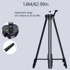 TEMU 두꺼운 삼각대 | 레벨 게이지용 철제 텔레스코픽 지지대, 높이 조절 가능 54.5-160cm/21.45-62.99in