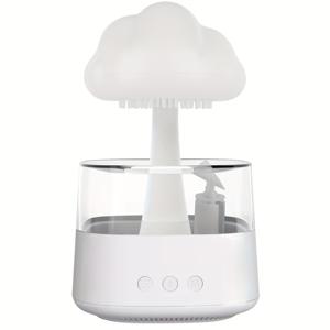 TEMU 1개 구름 모양 나무 질감 가습기, 물방울 분사 기능이 있는 비 구름 가습기, 폭포 효과의 버섯 비 램프, 아로마테라피 에센셜 오일 디퓨저 (에센셜 오일 미포함), 7가지 색상 변경의 야간 조명 기능 포함