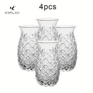 TEMU 카프란 브랜드 바 파인애플 유리컵 4개입, 480ml/16.2oz (빨대 제외), 주스, 우유, 커피, 알코올 음료 등에 적합, 크리스마스, 할로윈, 추수감사절, 가족 모임 및 파티에 완벽