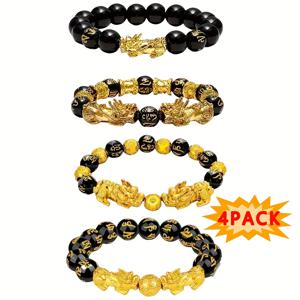 TEMU 다양한 풍수 픽시우 비즈 디자인을 특징으로 하는 용감한 병사 부유 팔찌 4개 세트. 남녀 모두에게 적합한 매력이며, 비즈가 있는 빈티지 스타일로 디자인되었으며 부유 테마의 추가 요소가 함께 제공됩니다. 부모님과 친구를 위한 이상적인 선물 선택입니다.|남자팔찌