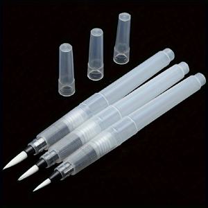 TEMU 18Cm 펜 3 사이즈 세트 물감 브러쉬 보관 물 펜 수채화 색연필 드로잉 솔리드 수채화 브러쉬 세트 페인팅 캘리그라피 컬러링 그린 오렌지 투명 3피스 세트