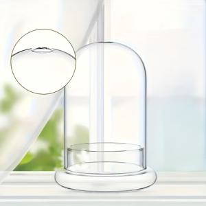 TEMU 분리형 미니어처 모스 유리병 - 통풍구 유리뚜껑 및 받침대 포함, 다육식물, 선인장 묘목 성장 관찰용, 식물 보존 뚜껑, 장식용 병, 휴일 선물