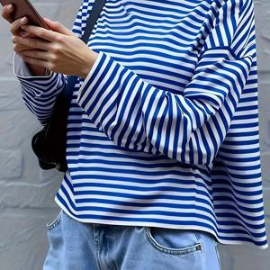 TEMU 패션 여성 의류, 봄/가을 신상 스타일, 프린트 캐주얼 긴팔 티셔츠