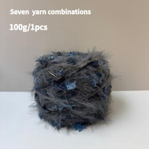 TEMU 블루 그레이 부피감 있는 핸드 블렌디드 뜨개실 - 뜨개질 및 코바늘용 DIY 스카프, 비니, 가방, 의류 및 수제 액세서리