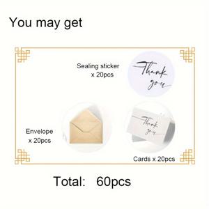TEMU 60팩 우아한 감사 카드 세트 (봉투 & 스티커 포함) - 두꺼운 종이, 접착식 클로저, 개인 메시지용 빈 공간 - 비즈니스, 베이비 샤워, 사무실 및 특별한 날에 완벽