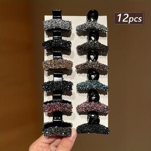 TEMU 여성용 화려한 라인석 밀 이삭 십자가 머리핀 12개, 고급스러운 반묶음 샤크클립, 뒷머리용, 공주머리 데일리용, 사계절용, 패셔너블한 선물용 헤어 액세서리