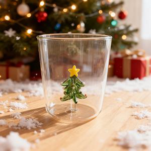 TEMU 우아한 크리스마스 트리 유리컵 | 창의적인 투명 유리 음료 용기, 냉동고 사용 가능, 다양한 기념일에 재사용 가능