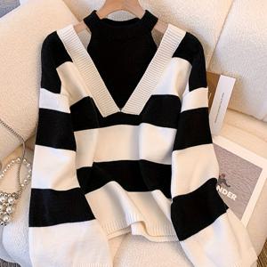 TEMU 한국 및 일본 스타일 풀오버 니트, 오프숄더 긴소매, 2025년 신상 가을/겨울 탑, 게으른 패션 여성 의류, 루즈핏 및 핏 스타일리시 셔츠