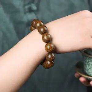 박달나무 염주 팔찌 15mm 1P 명상 불교 합장주 소원 나무팔찌