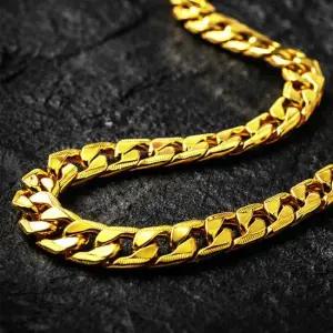 쿠반 체인 목걸이 12mm 광폭 58cm 빅사이즈 변색없는 도금 금목걸이 줄