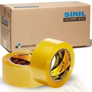 신일 박스테이프 투명 황색 80M 포장용 OPP 1BOX 칼라테이프