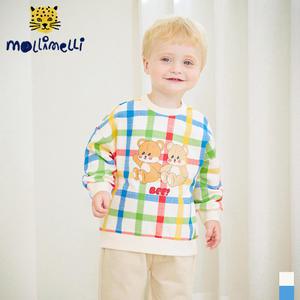 [몰리멜리] 베스트프렌즈체크맨투맨티셔츠