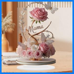 2D 평면 장미 아크릴 장식품 장미 선물 펜던트 생일 선물 어머니의 날 기념일 장식 테이블 어린이가 어머니