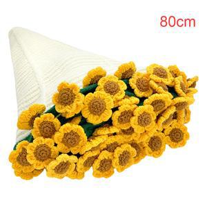 꽃다발담요 크로 뜨개질 장미 꽃다발 담요 완제품 니트 소파 던지기 80cm 110cm