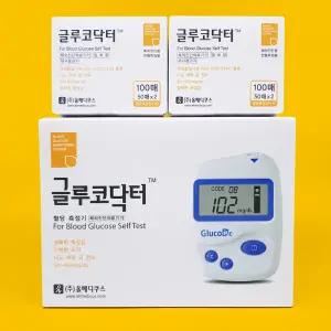 글루코닥터 당체크기계+시험지200매 혈당수치 측정기 당뇨검사 스트립