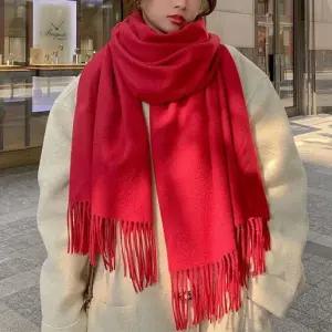 활용도 좋은 여성 케이프 숄 캐시미어 스카프 레드 목도리 여성머플러