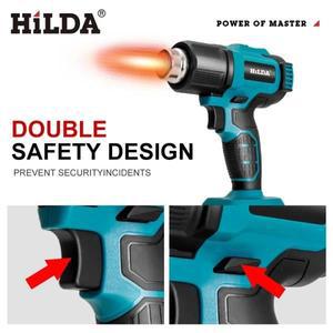 HILDA 핸드헬드 히팅건 온도 충전식 마키타 배터리용 노즐 전기 히트 21V