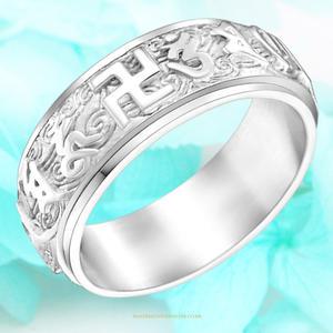 순은 卍 만자 옴마니반메훔 반지 볼드 실버 99% 불교 육자진언 절반지 은 남성 여성 선물 옴마니 반메홈 중지 링 재물운 금전운 부처님 석가모니 불교대학 생일 아빠 엄마 선물 소원 9125