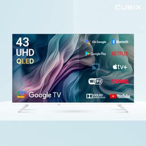 큐빅스 109cm 43인치 4K UHD QLED TV 화이트에디션 구글 스마트 티비 안드로이드5.0 에너지1등급 고화질