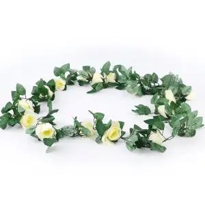 조화 장미넝쿨 90cm 화이트/넝쿨/인조/조화잎/장식/인테리어/담쟁이/장식용꽃/벽걸이/식물