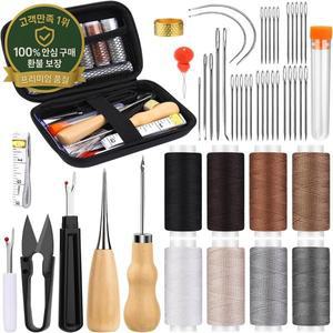 KRABALL 가죽 바느질 도구 키트 손 바느질 바늘과 왁스 스레드 손 바느질 자동차 소파 신발 배낭 DIY 공예
