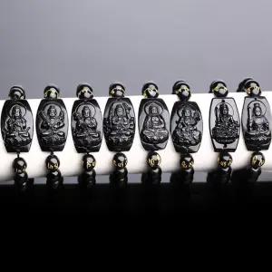 팔찌 보현보살 흑요석 12mm 패션 커플템 행운의 남자 우정 남성