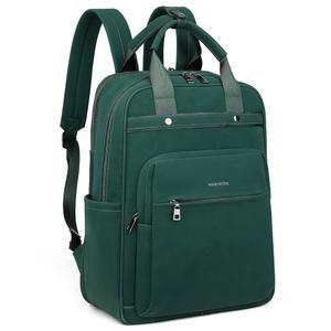 마신토르 여성용 가죽 노트북 백팩, 스타일리시한 컴퓨터 백팩 대학 비즈니스 업무용 숄더백 작업 및 여행 레트로 그린