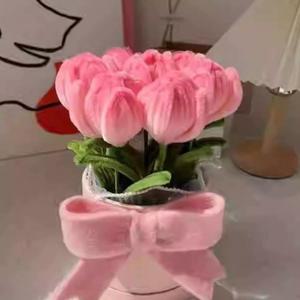 10 PCS 산호 튤립 인공 장식 대량 꽃병 센터 웨딩 부케 인테리어