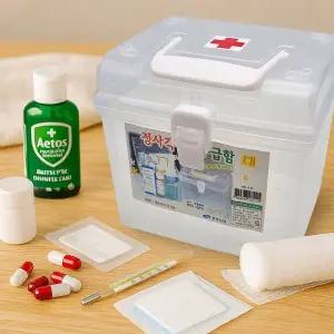 [골드스마일]TBZ 정사각 비상구급함 대형 정리함 응급처치 박스 구급상자 약통