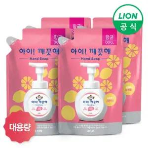 [LION]아이깨끗해 거품형 대용량 450ml 리필 4개 레몬 청포