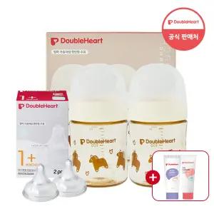 더블하트 모유실감 헬로베이비 말랑이 160ml 트윈세트 (젖병2+젖꼭지2)+증정품